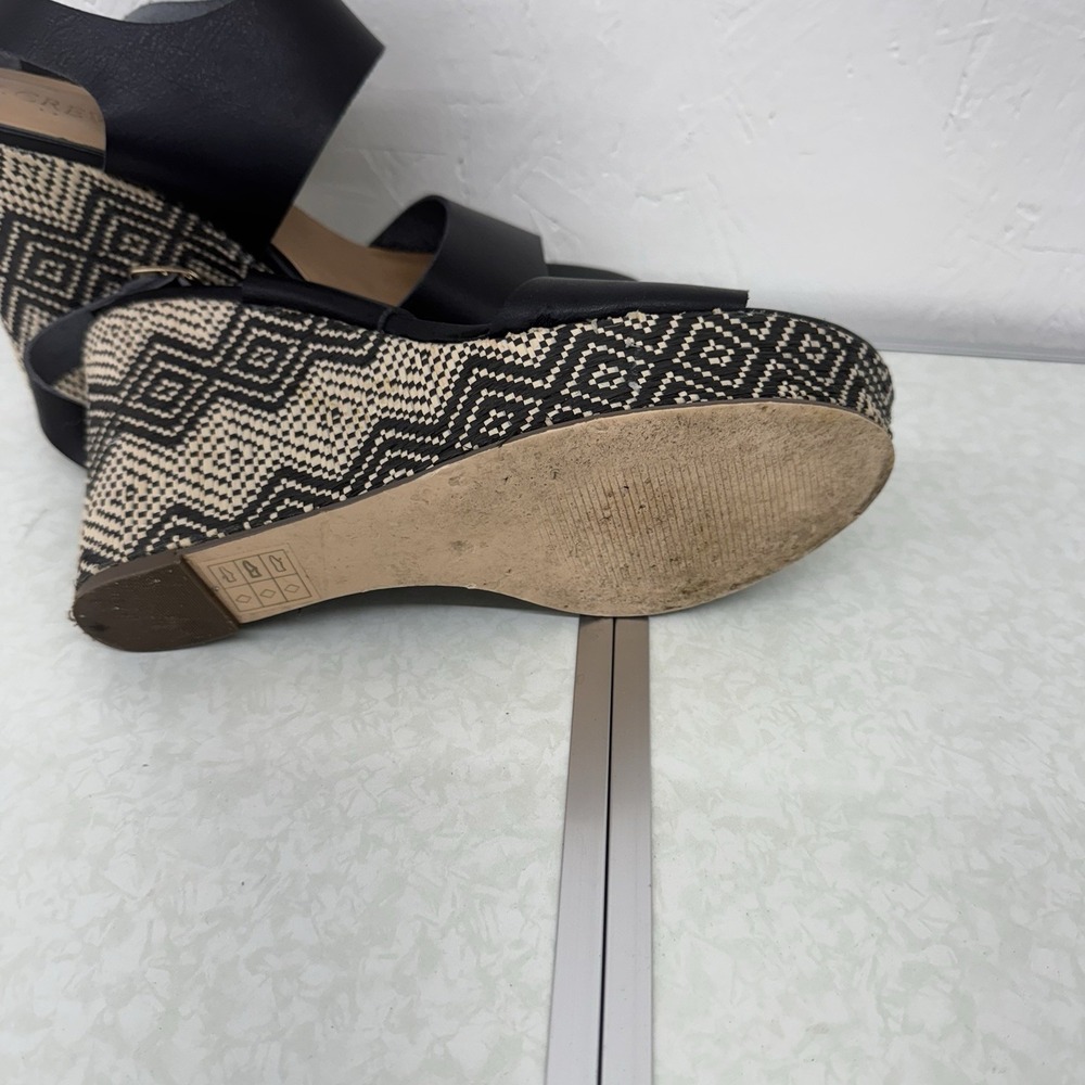 J Crew Woven Wedge Heel Sandal Size 11 Geometric Black Comfort Dressy‎ - Picture 4 of 8